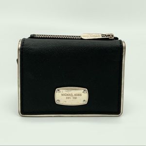 Micheal Kors Black Leather Tri Fold Wallet